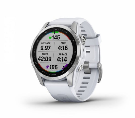 Garmin Fenix 7S Watch - Silver with Whitestone Band