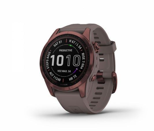 Garmin Fenix 7S Sapphire Solar Watch - Dark Bronze Titanium with Shale Grey Band