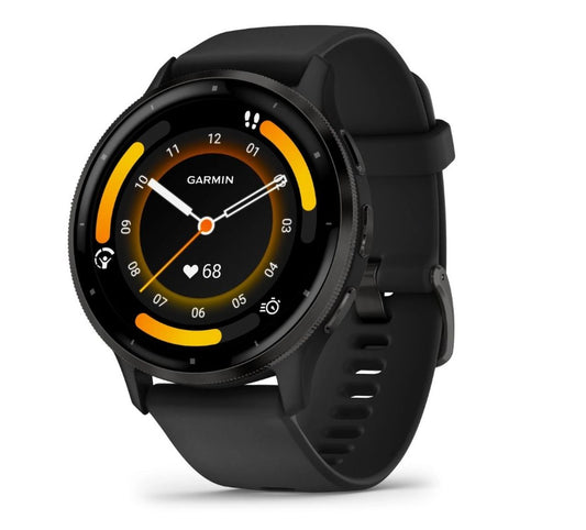Garmin Venu 3 Sports Watch - Slate Stainless Steel Bezel with Black Case and Silicone Band