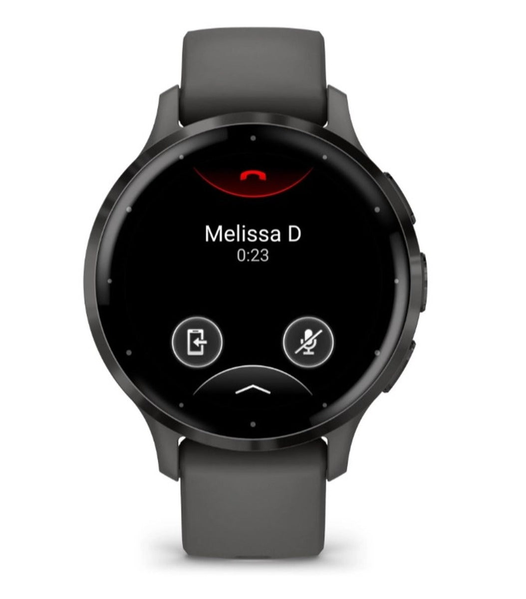 Garmin Venu 3S Sports Watch - Slate Stainless Steel Bezel with Pebble Gray Case and Silicone Band