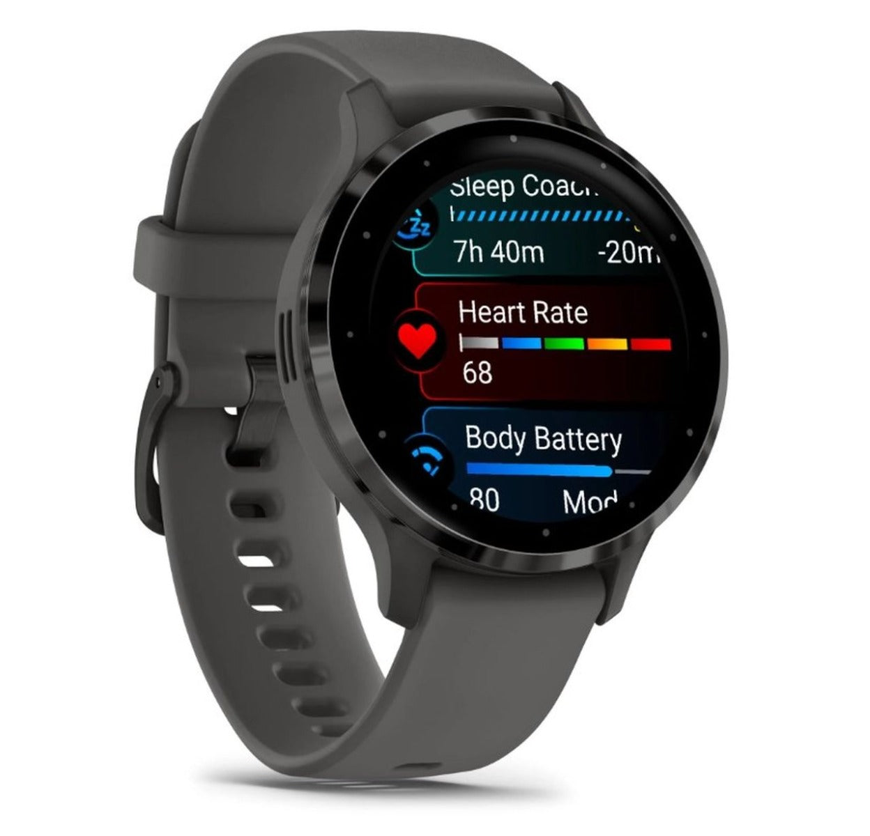Garmin Venu 3S Sports Watch - Slate Stainless Steel Bezel with Pebble Gray Case and Silicone Band