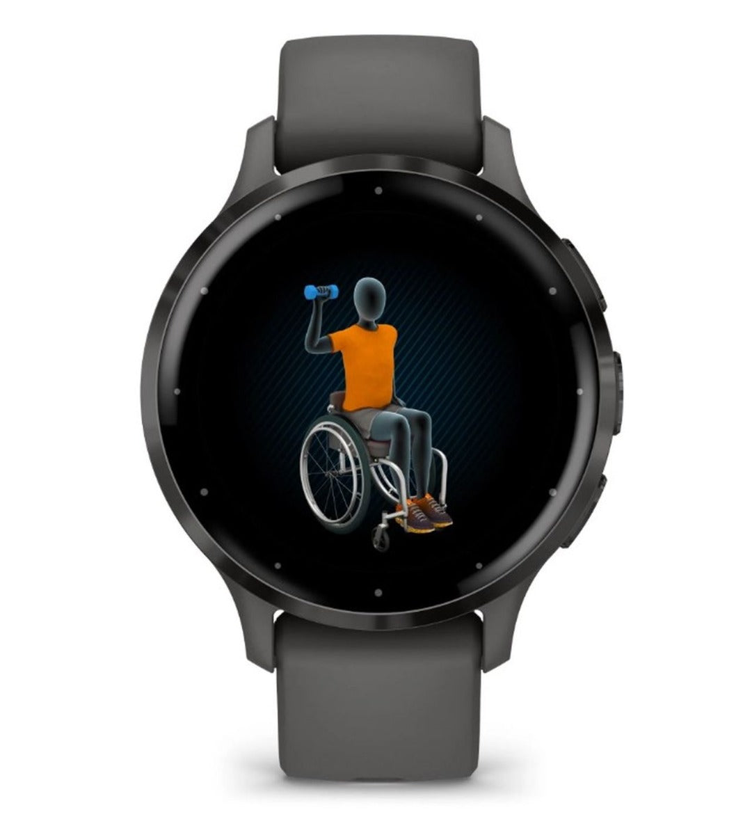 Garmin Venu 3S Sports Watch - Slate Stainless Steel Bezel with Pebble Gray Case and Silicone Band