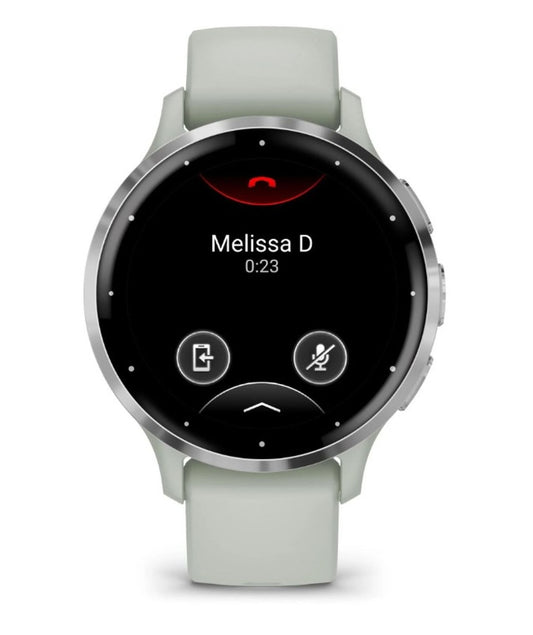 Garmin Venu 3S Sports Watch - Silver Stainless Steel Bezel with Sage Grey Case and Silicone Band