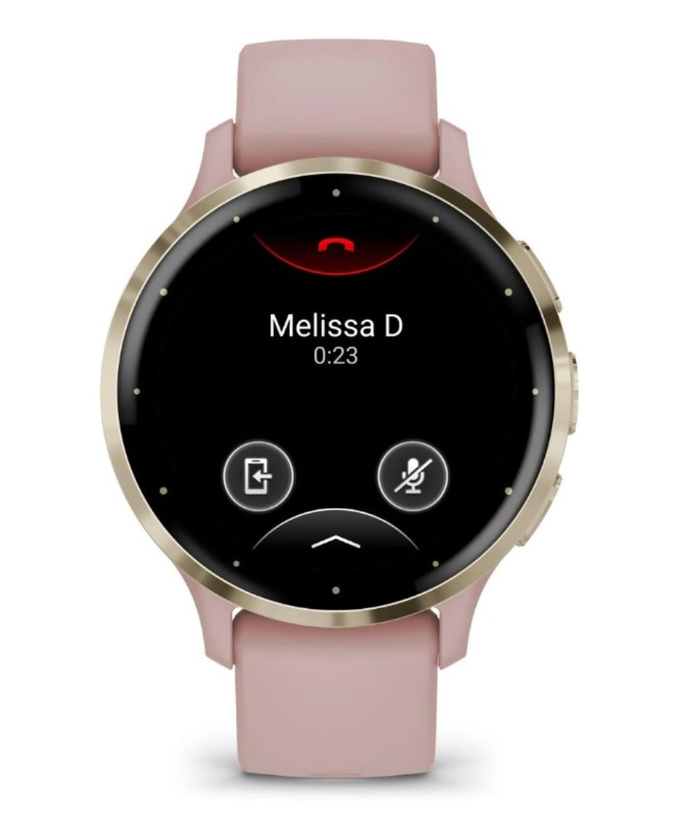 Garmin Venu 3S Sports Watch - Soft Gold Stainless Steel Bezel with Dust Rose Case and Silicone Band