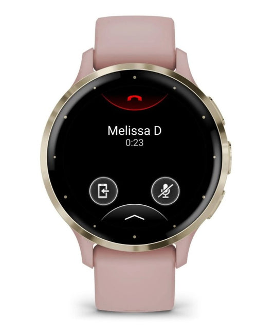Garmin Venu 3S Sports Watch - Soft Gold Stainless Steel Bezel with Dust Rose Case and Silicone Band