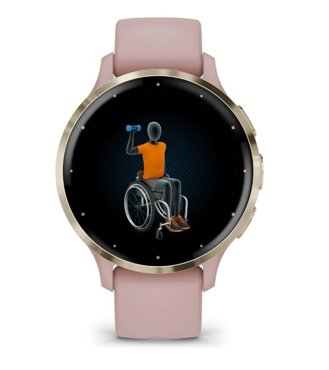 Garmin Venu 3S Sports Watch - Soft Gold Stainless Steel Bezel with Dust Rose Case and Silicone Band