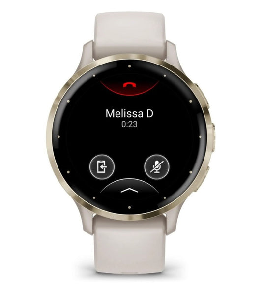 Garmin Venu 3S Sports Watch - Soft Gold Stainless Steel Bezel with Ivory Case and Silicone Band