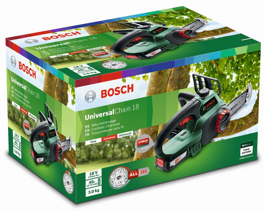 Bosch - Cordless Chainsaw + Battery and Fast Charger