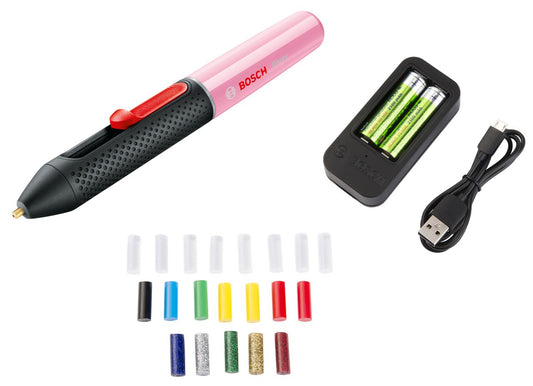 Bosch - Gluey Cordless Hot Glue Pen, Cupcake Pink (with 20 Glue Sticks, Pink)