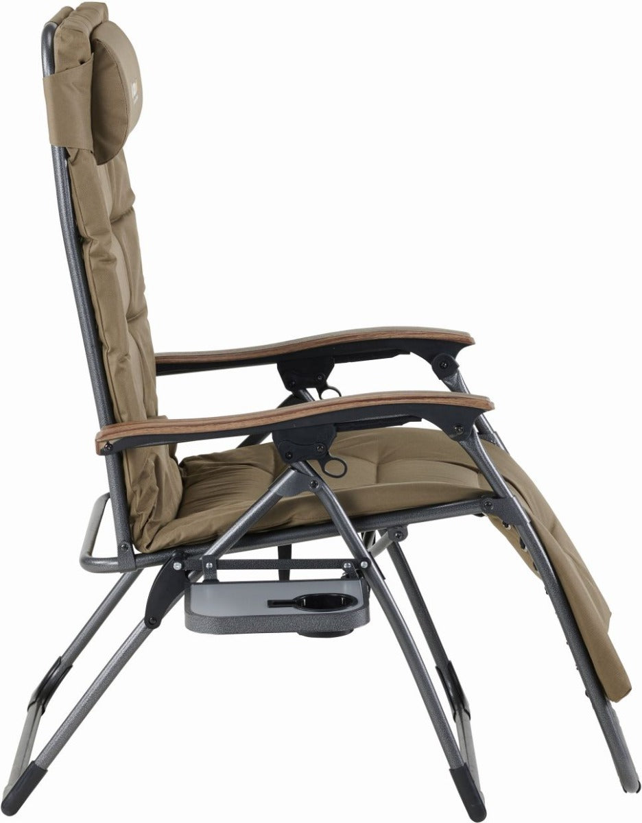 Oztrail - Brampton Sun Lounger Chair with Side Table - Beige