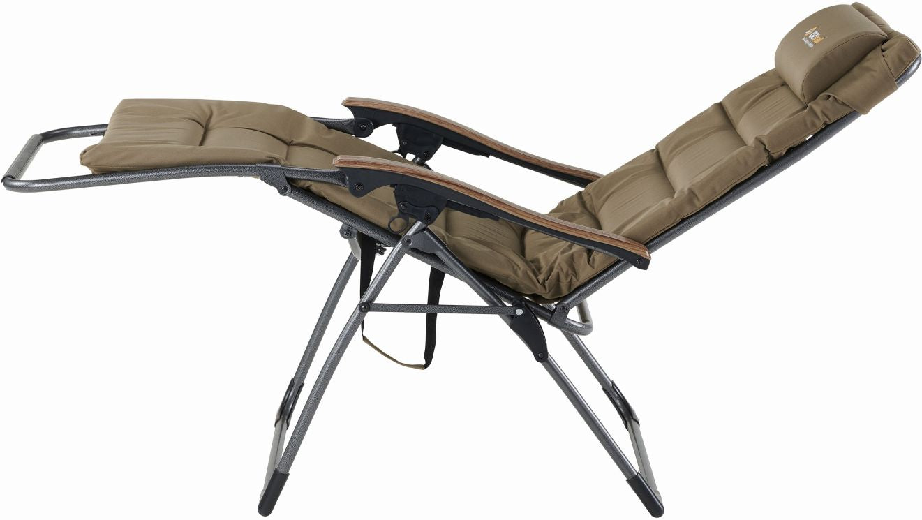 Oztrail - Brampton Sun Lounger Chair with Side Table - Beige