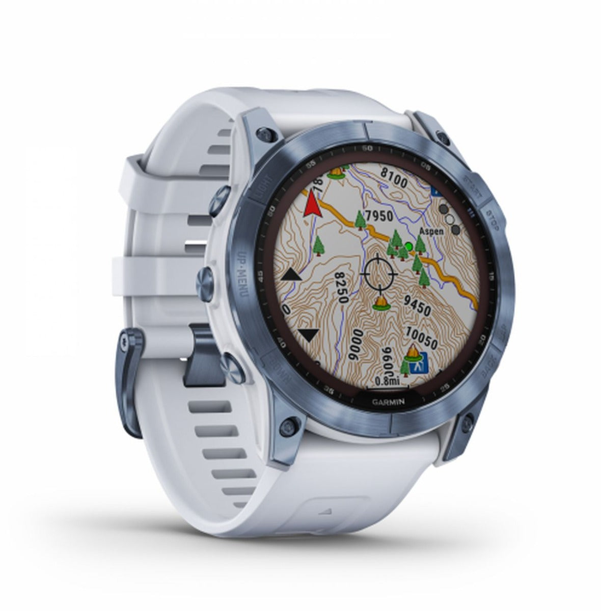 Garmin Fenix 7X Sapphire Solar Watch - Mineral Blue Titanium with Whitestone Band