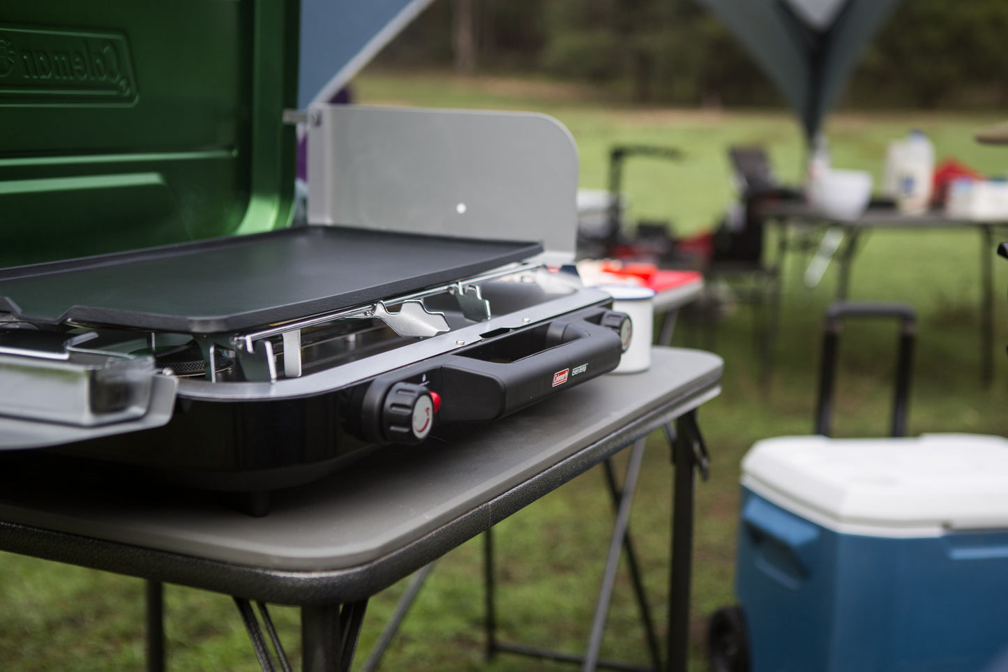 Coleman 3 Burner Eventemp Stove with Griddle & Grease Trap