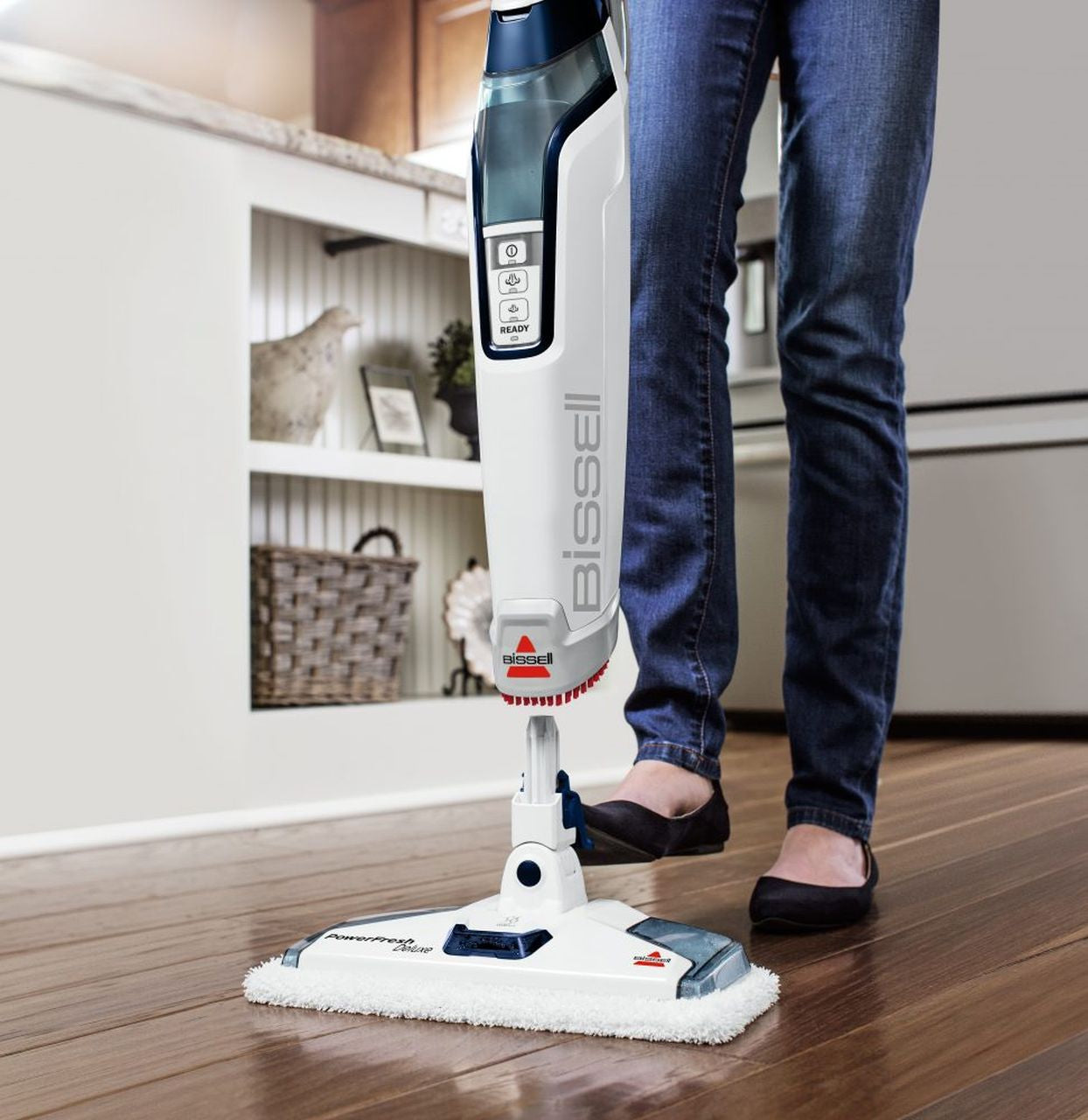 Bissell - PowerFresh Deluxe Handstick Steam Mop - White/Blue