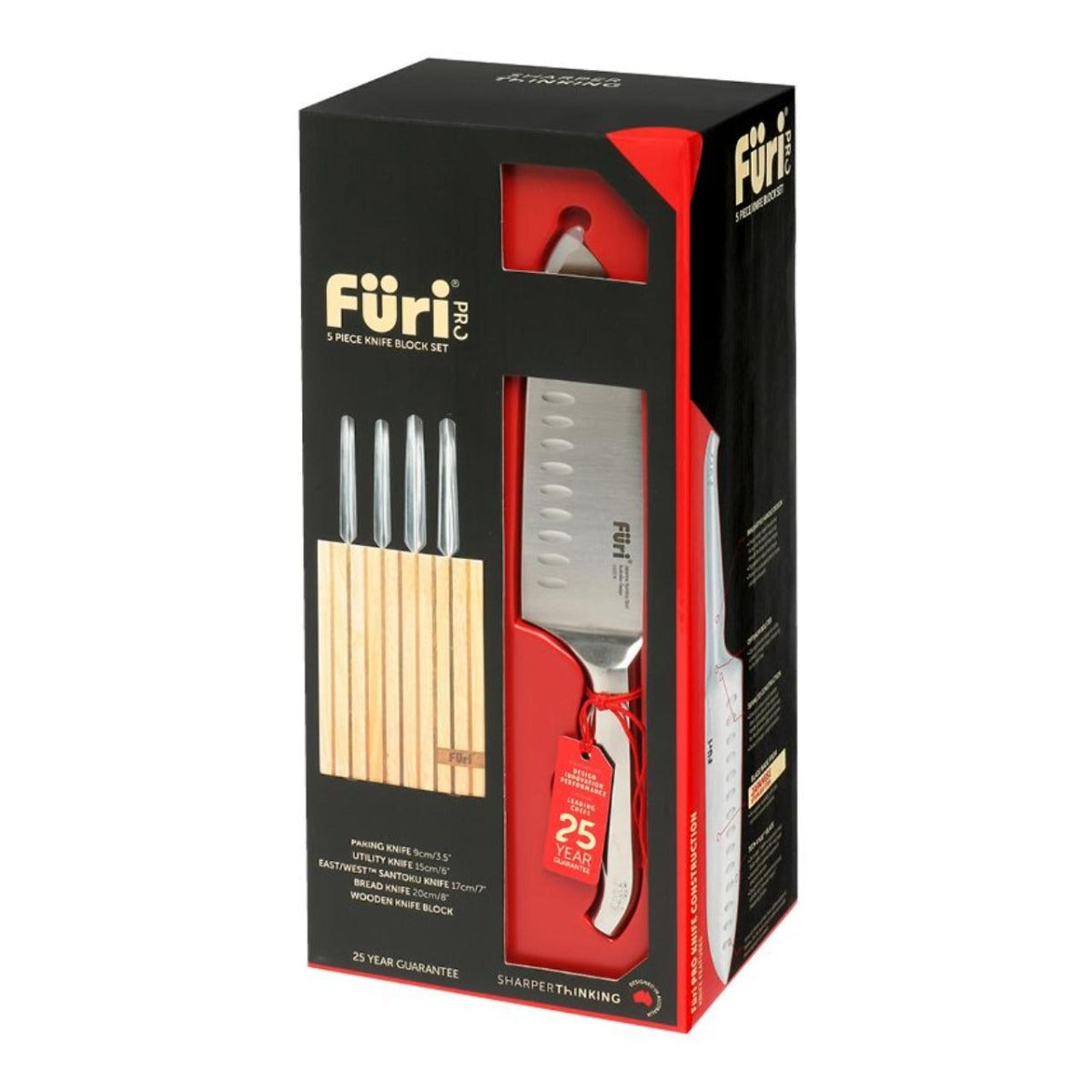 Furi - 5 Piece Wooden Knife Block Set