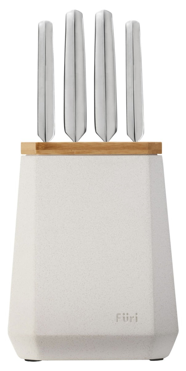 Furi - Stone Knife Block Set Snow Terrazzo 5 Piece