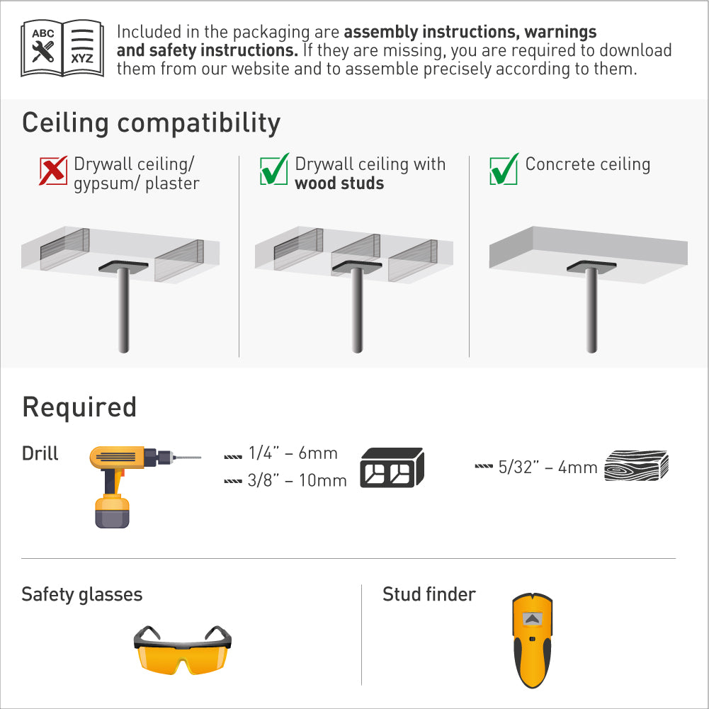 Barkan - 13" - 86" Long TV Ceiling Mount