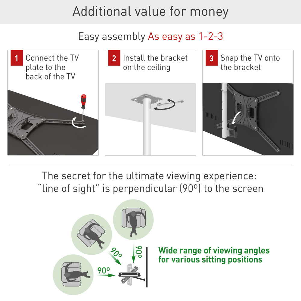 Barkan - 13" - 86" Long TV Ceiling Mount