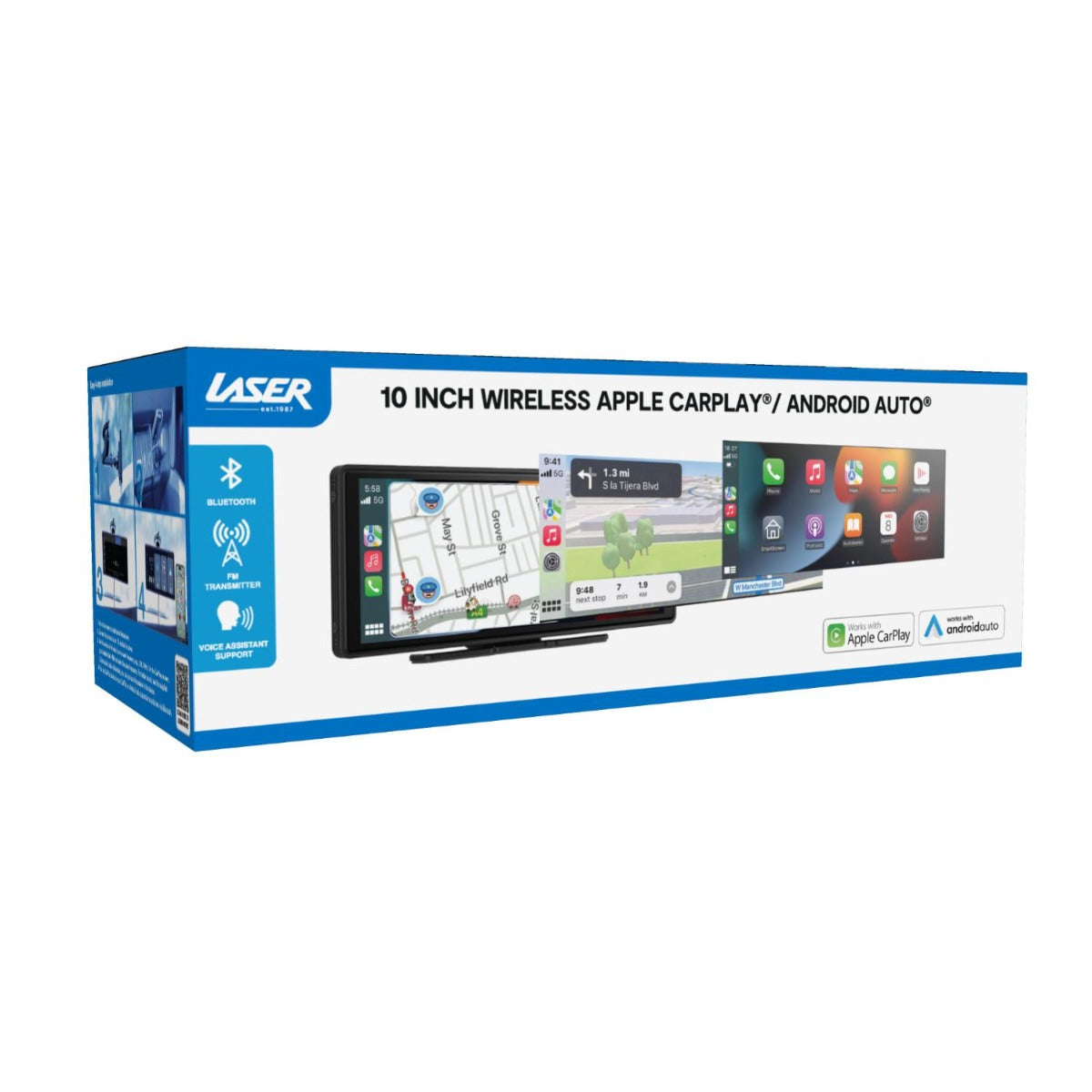 Laser - 10 inch Portable Apple CarPlay/ Android Auto Touchscreen