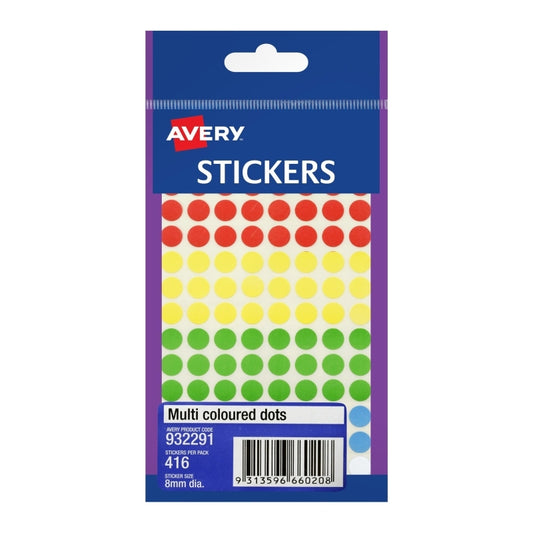 AV Multi Dot Sticker 8mm Bx10 - Wholesales Supply