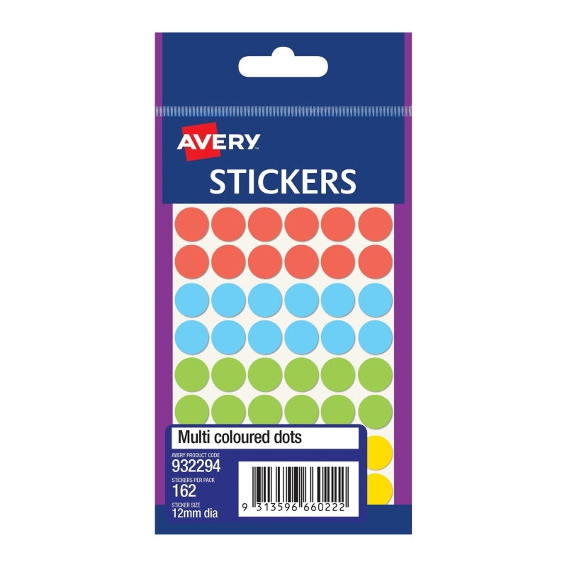 AV Asst Dots 12mm Pk162 Bx10 - Wholesales Supply