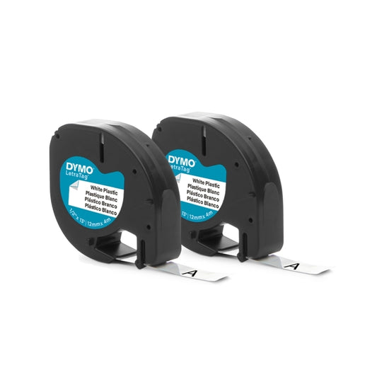 Dymo LetraTag PlasTape Wht Pk2