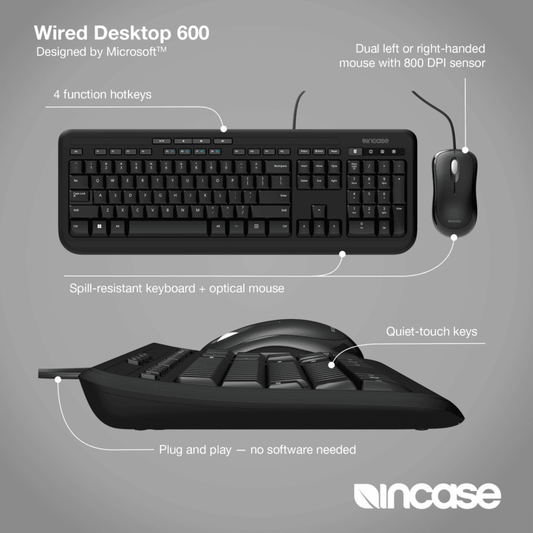 Incase Wired Desktop 600 BK