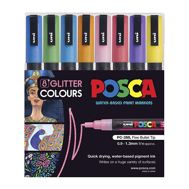 Posca PC-3M Paint Glitter Pk8 - Wholesales Supply