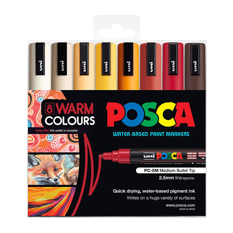 Posca PC-5M Med Blt Warm Pk8 - Wholesales Supply