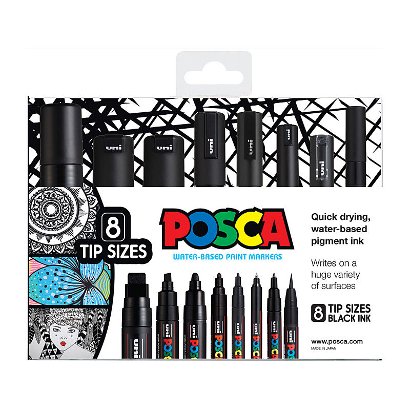 Posca One Ea Tip Size Blk Pk8 - Wholesales Supply