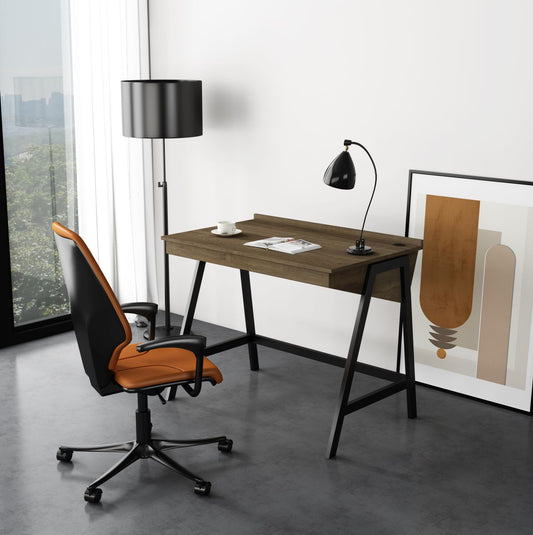 Workzone Aspect Desk Dark Oak Wood Desk with Black Metal Frame