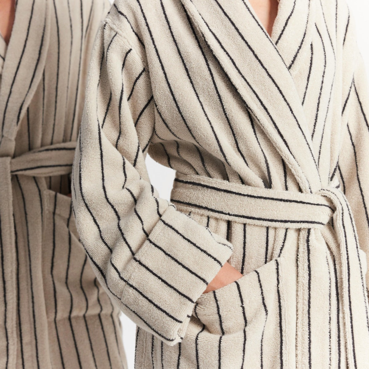 Sheridan Aven Stripe Robe - S/M Limestone