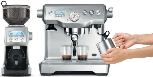 Breville - The Dynamic Duo: Dual Boiler Coffee Machine and Smart Grinder Pro - Chrome