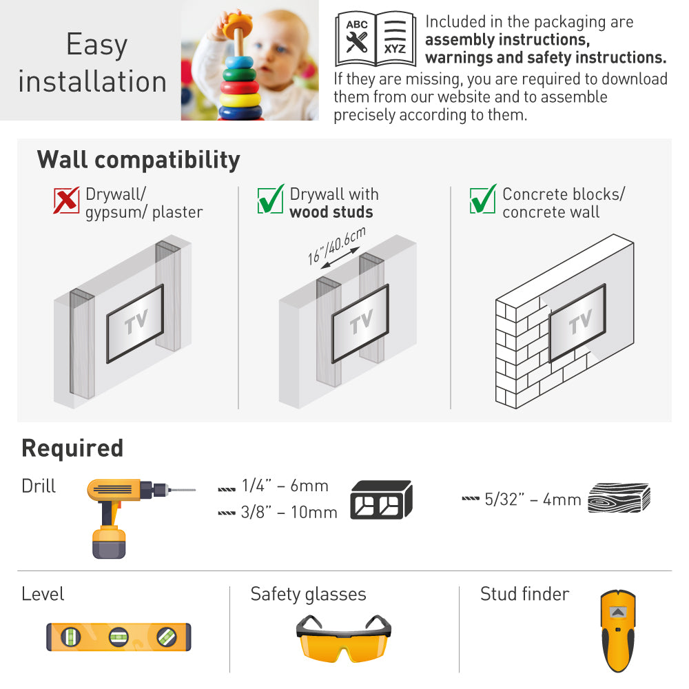 Barkan - Full Motion Extra Long TV Wall Mount to suit 13"-86"
