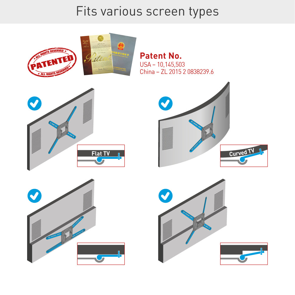 Barkan - Full Motion Extra Long TV Wall Mount to suit 13"-86"