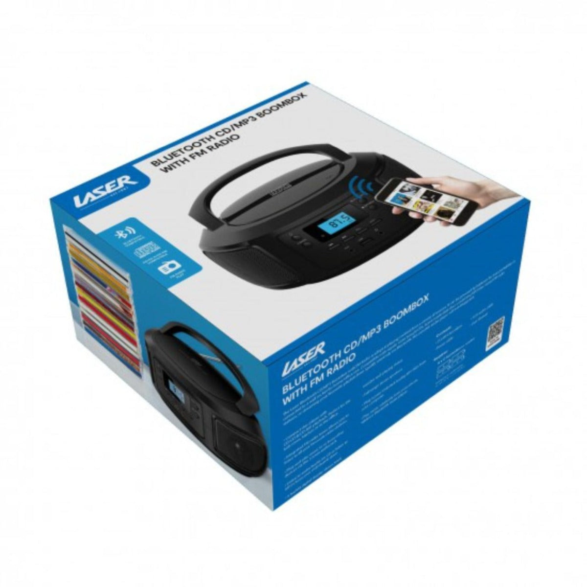 Laser Bluetooth CD/MP3 Boombox with Radio
