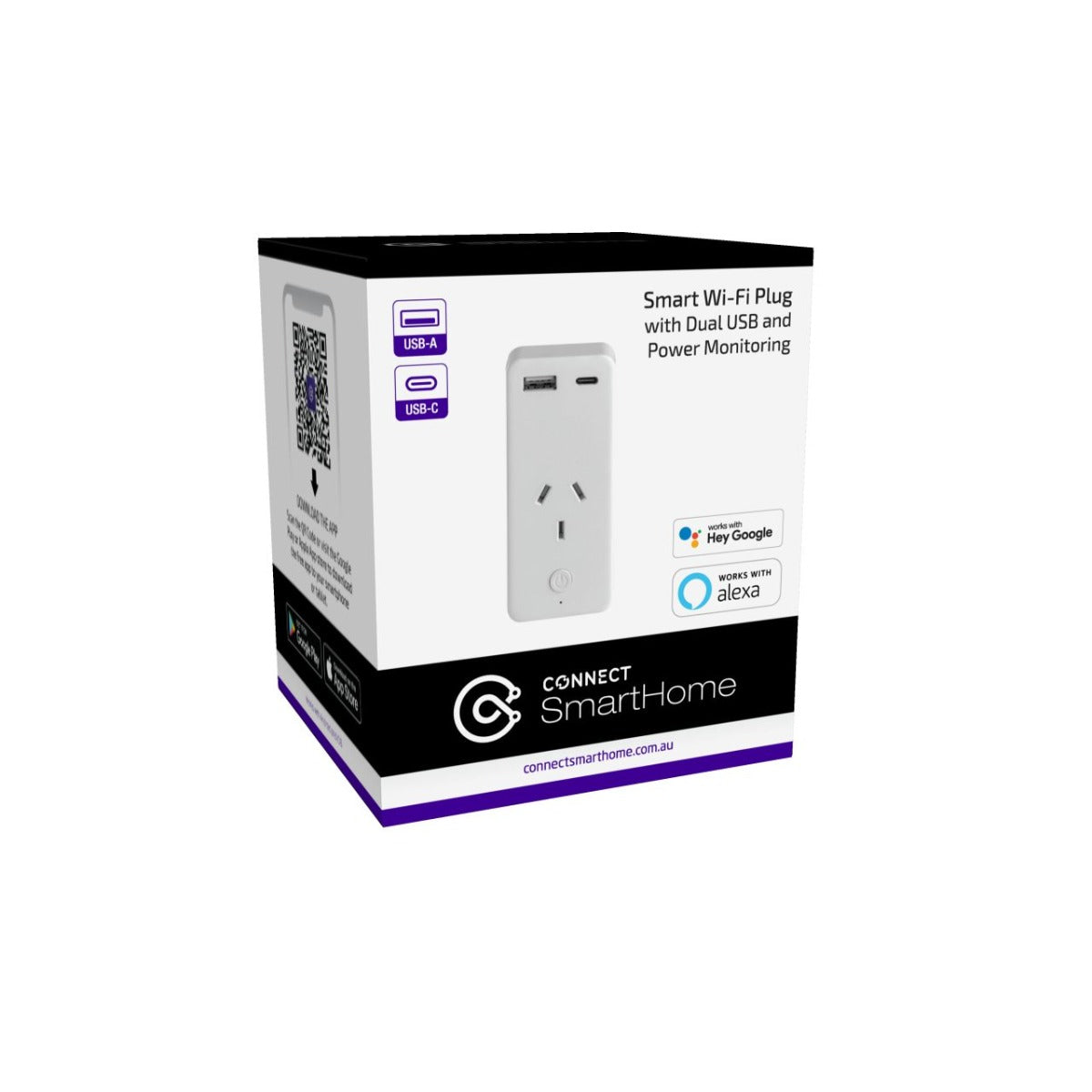 Connect Smart Home - Smart Wi-Fi Plug with Dual USB and Power Monitoring
