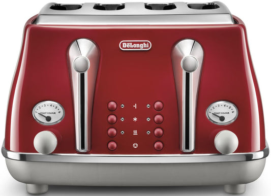 Delonghi - Icona Capitals 4 Slice Toaster - Red