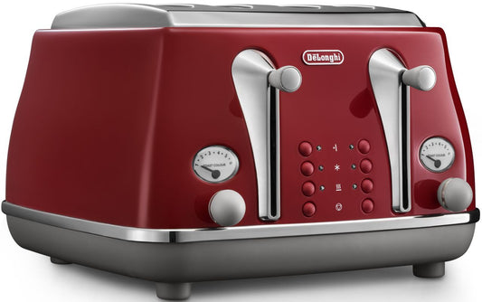 Delonghi - Icona Capitals 4 Slice Toaster - Red