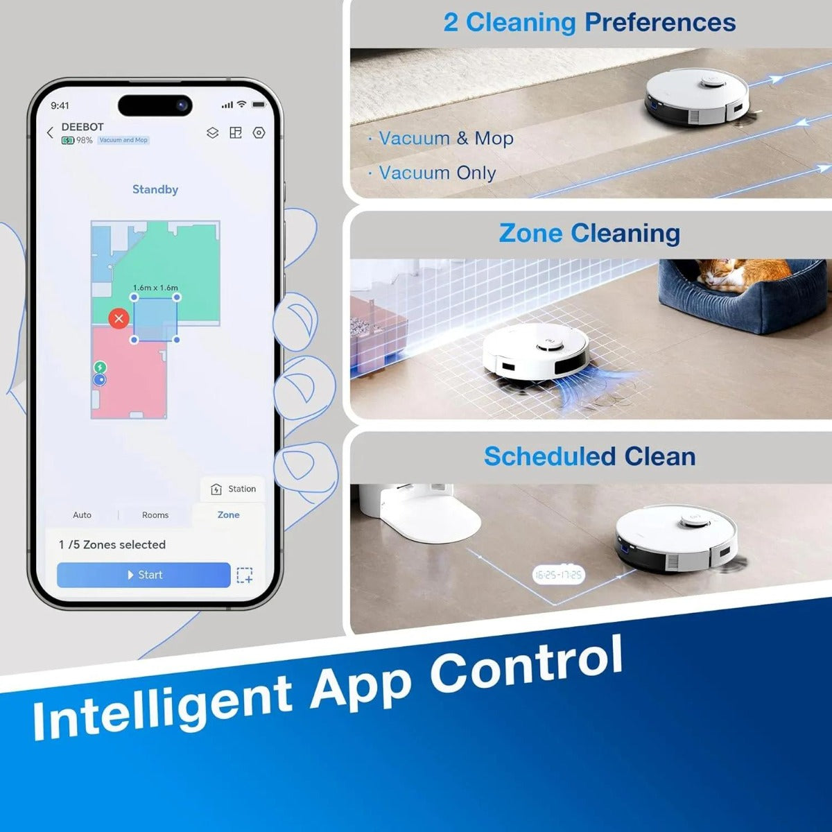 Ecovacs - Deebot N20 Pro Plus Bagless Robot Vacuum & Mop - White