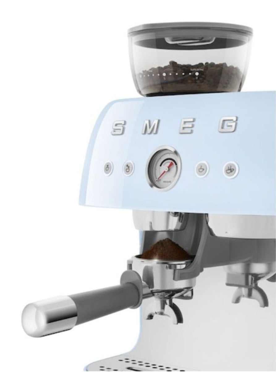 Smeg - Espresso Coffee Machine with Grinder - Pastel Blue