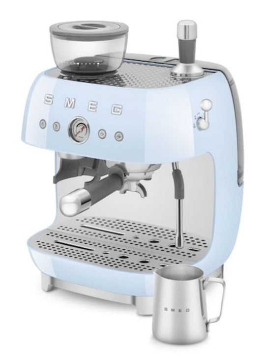 Smeg - Espresso Coffee Machine with Grinder - Pastel Blue