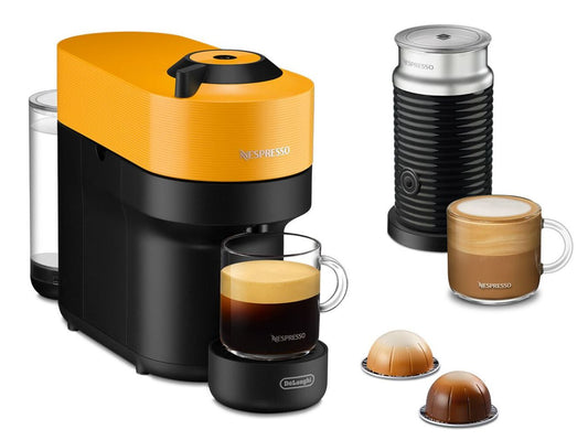 Delonghi - Nespresso Vertuo Pop Coffee Machine Bundle - Yellow/Black
