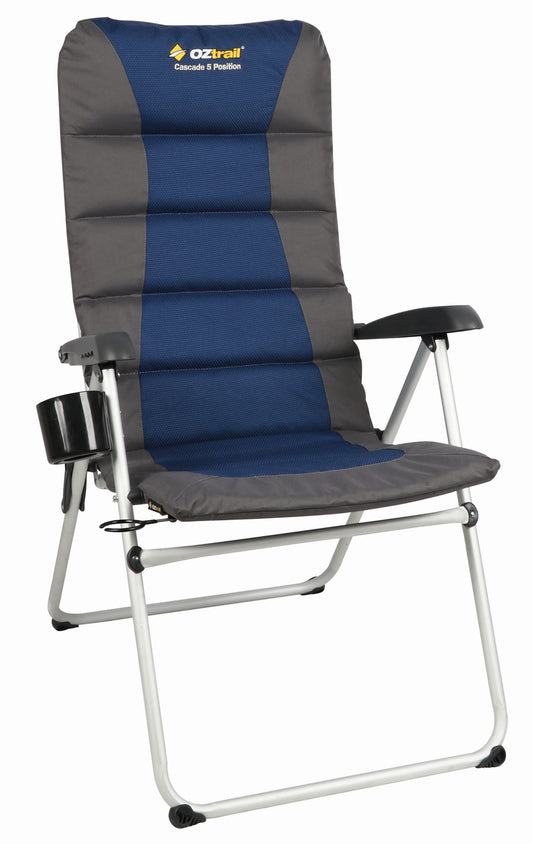 Oztrail - Cascade 5 Position Arm Chair - Blue/Grey