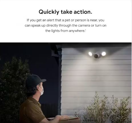 Google - Nest Cam Outdoor with Floodlight