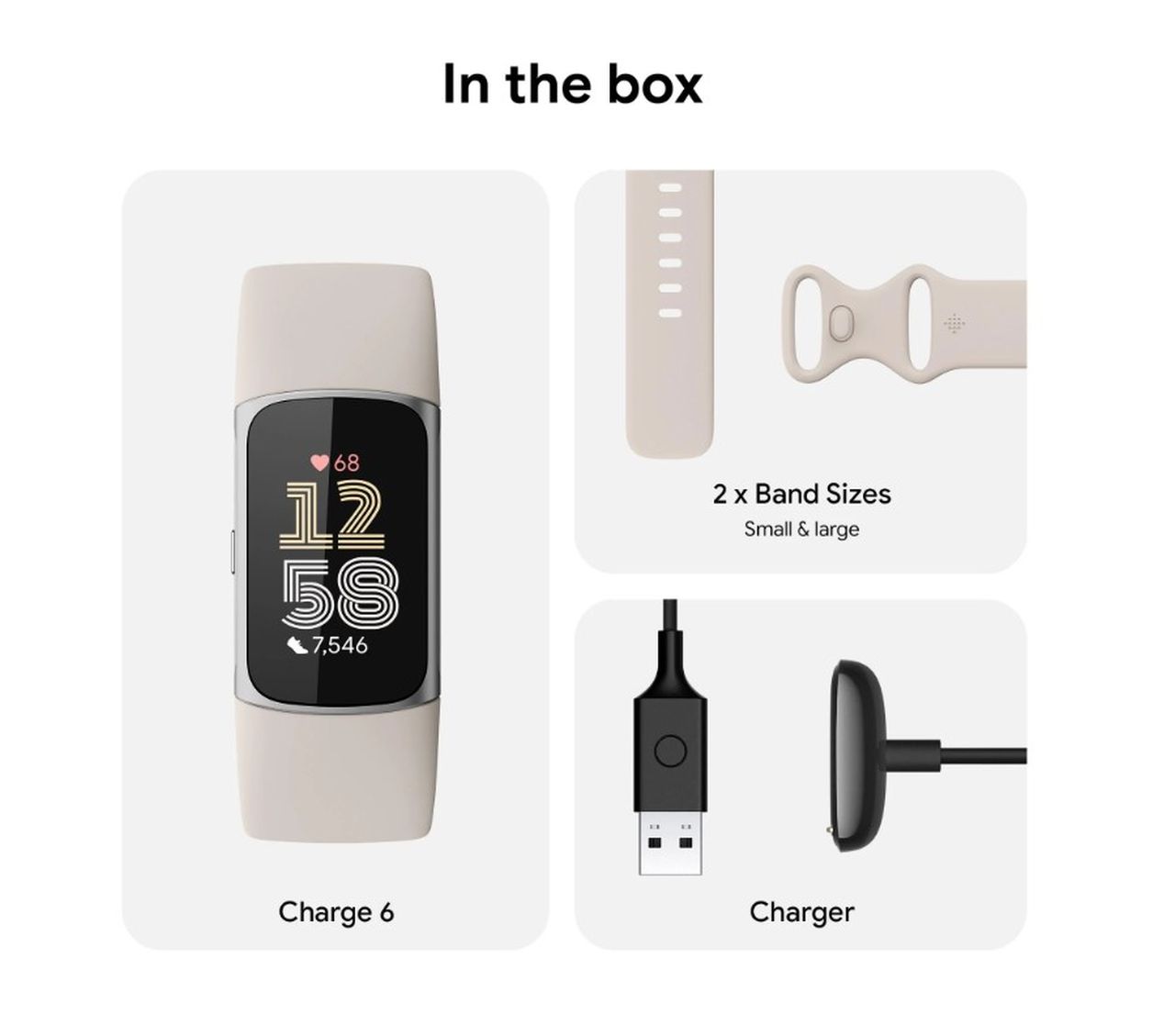 FitBit Charge 6 Fitness Tracker - Silver/Porcelain