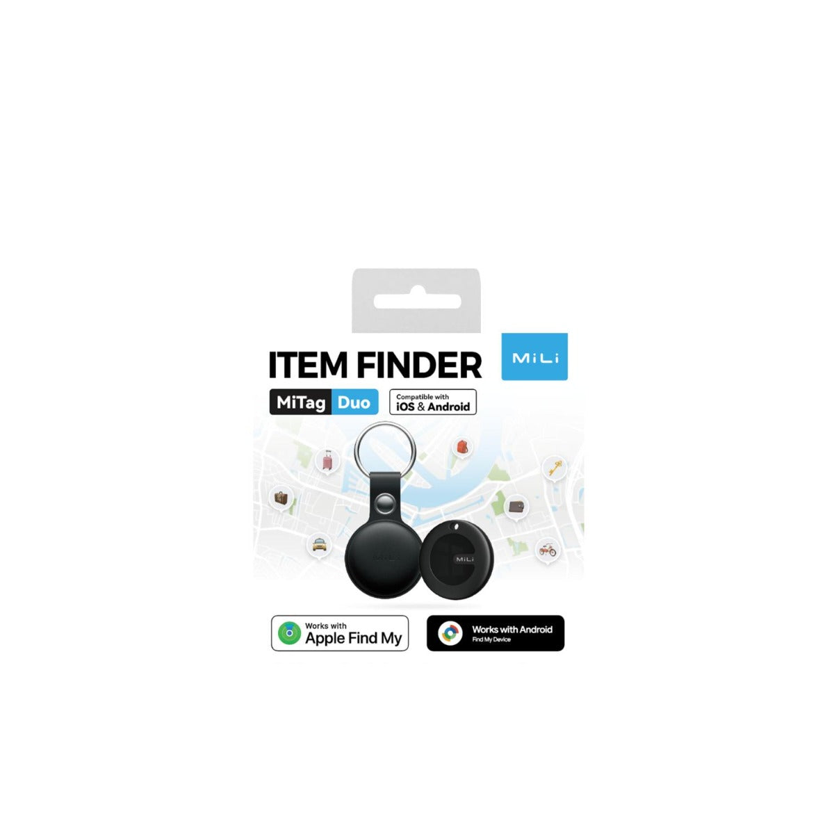 Mili - MiTag Duo Leather Case Black - 1 Pack