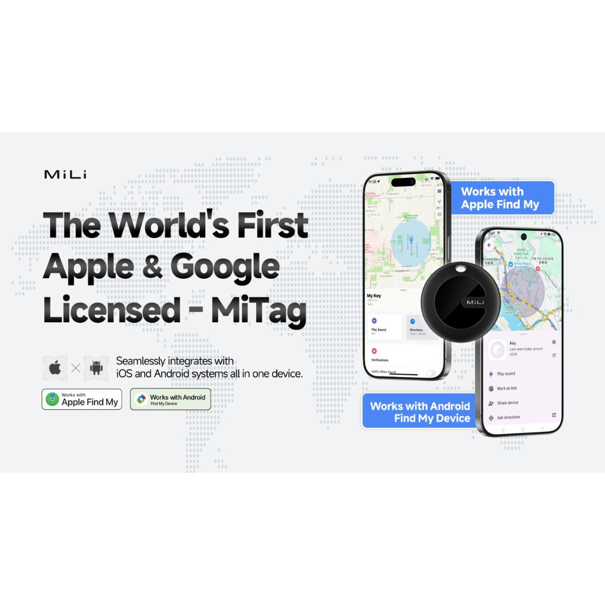 Mili - MiTag with Luggage Tag - Black