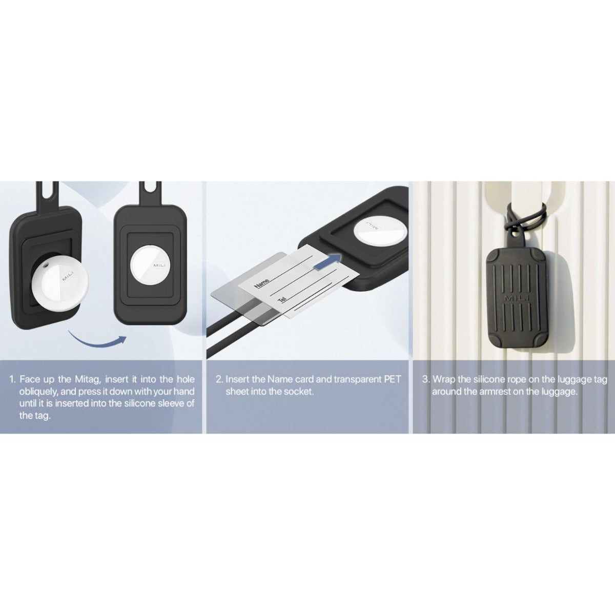 Mili - MiTag with Luggage Tag - Black