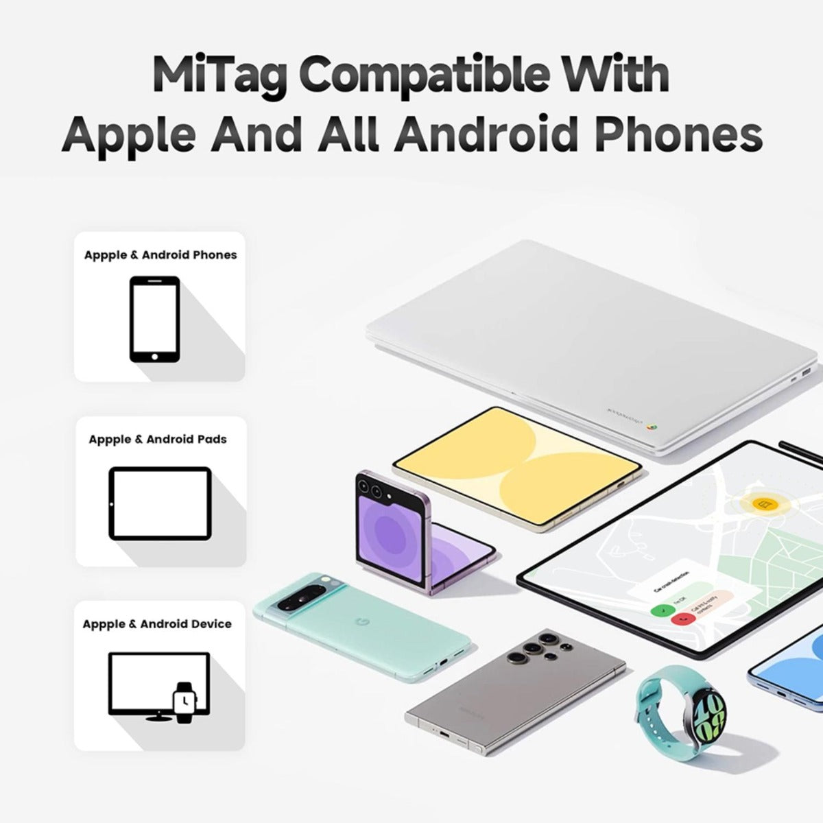 Mili - MiTag Duo Leather Case White - 3 Pack